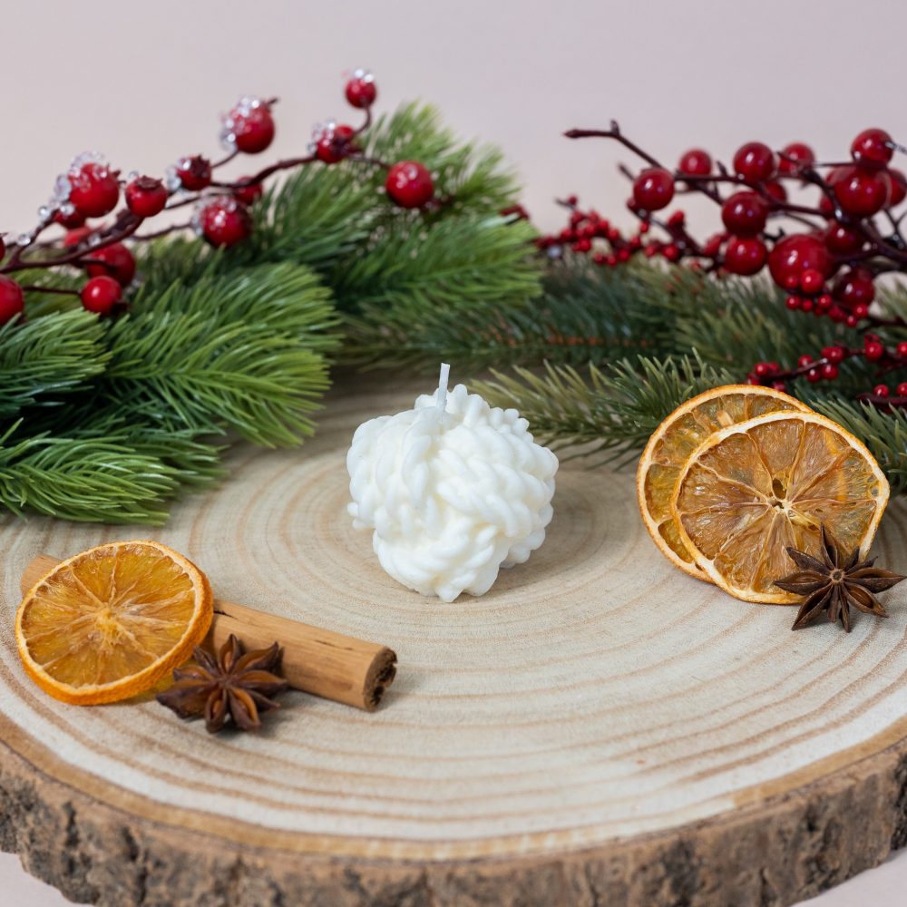 Bougie Pelote de laine - Collection Noël
