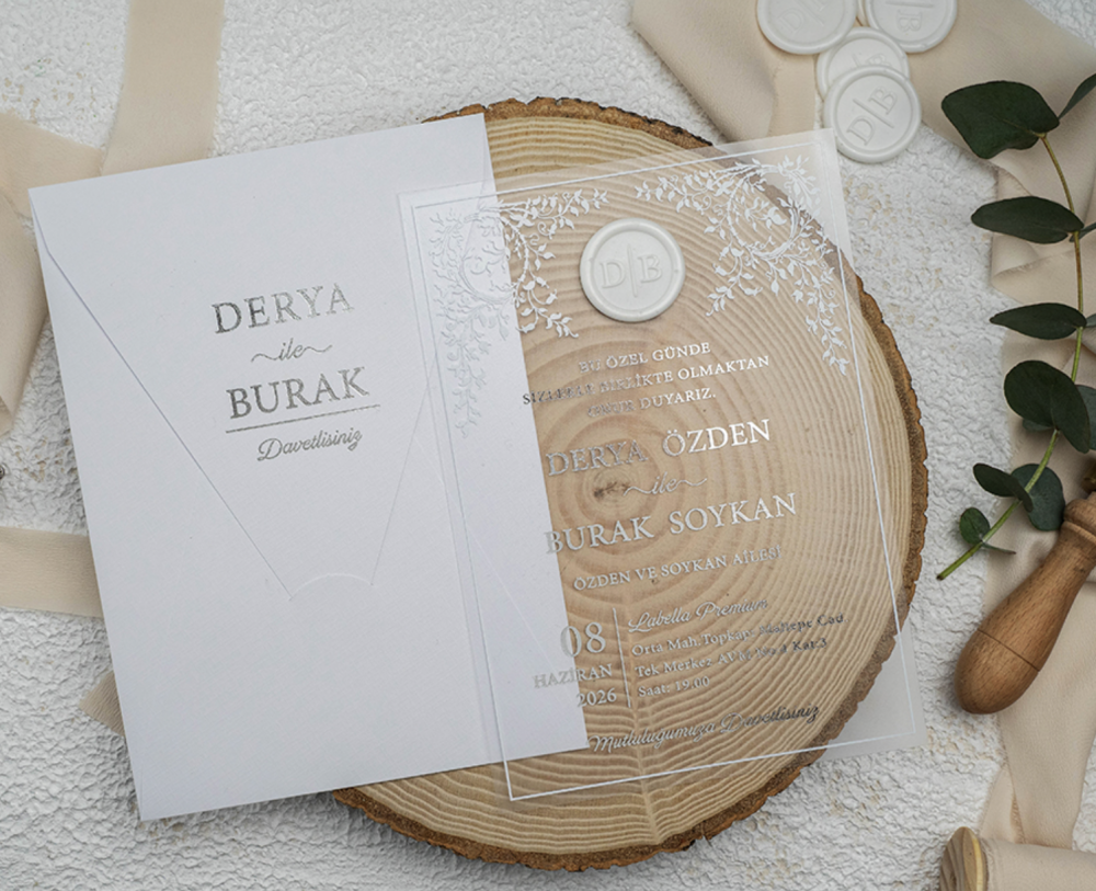 Faire part LOUISE- Blanc et transparent – Image 2