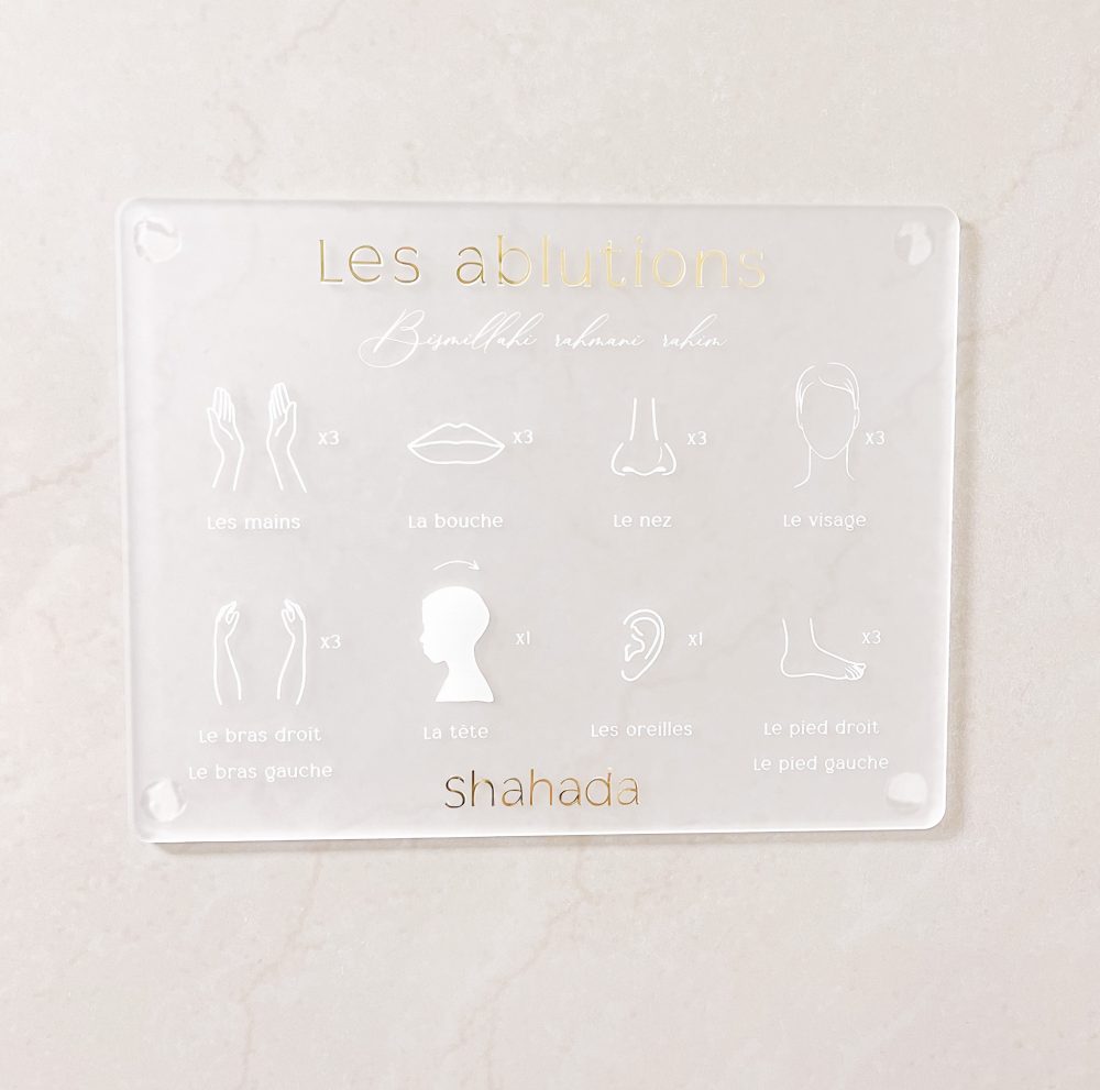 Pancarte ablutions plexiglas givré
