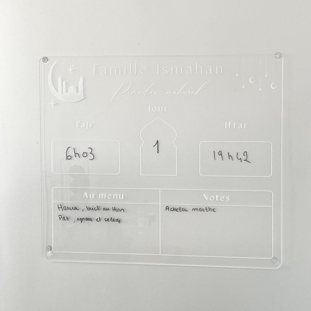 Calendrier ramadan en plexiglas