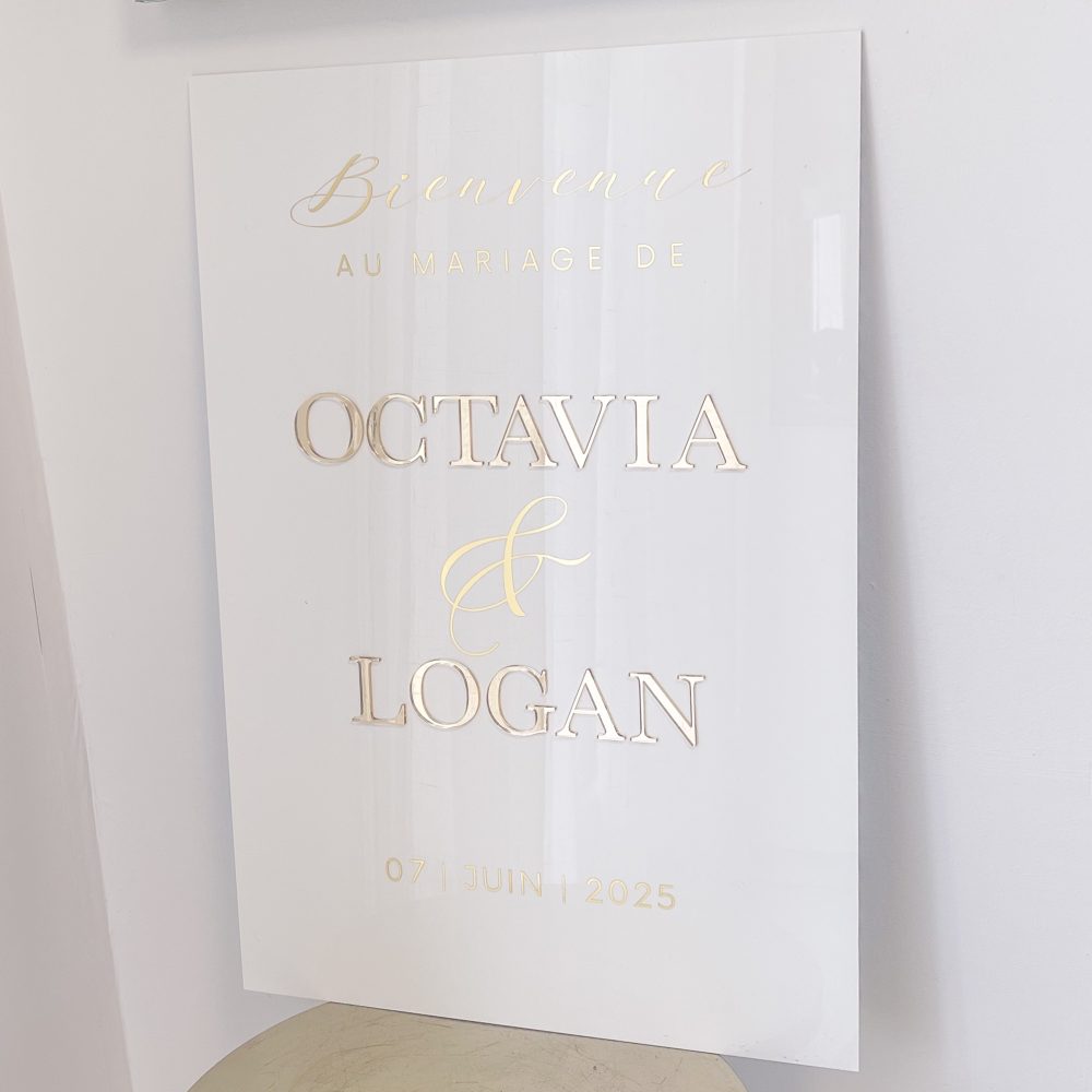 Panneau de bienvenue en plexiglas - Prénoms 3D (84 x 60 cm) – Image 5