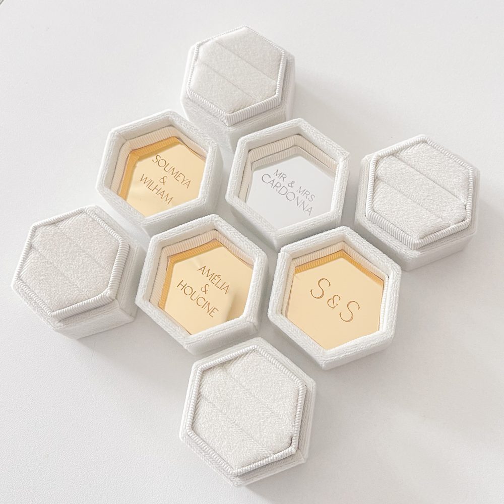 Écrin alliances personnalisé hexagonal – Image 4