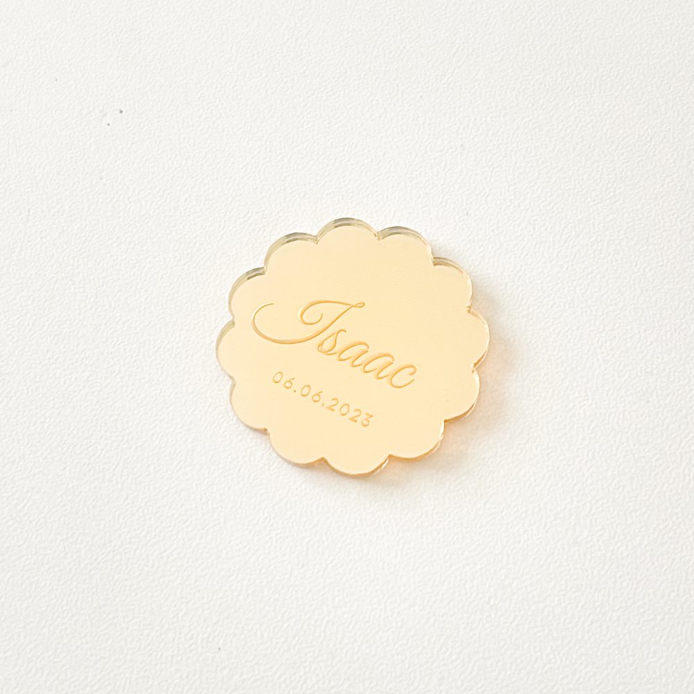Médaillon personnalisé en plexiglas miroir - modèle fleur (x20)