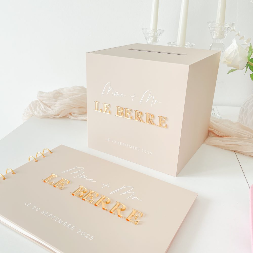 Pack Urne & Livre d'or plexiglas Prénoms 3D - Mat colors