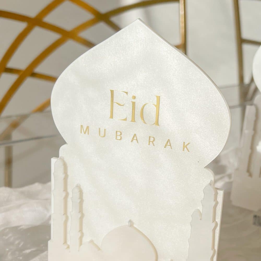 Décoration Eid mubarak blanc perlé – Image 3