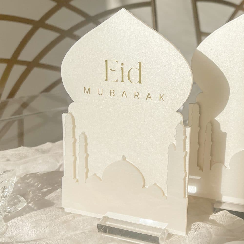 Décoration Eid mubarak blanc perlé