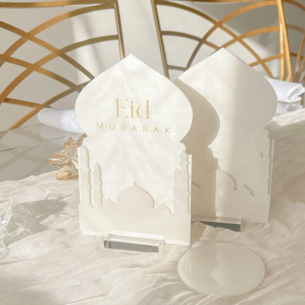 Décoration Eid mubarak blanc perlé – Image 2