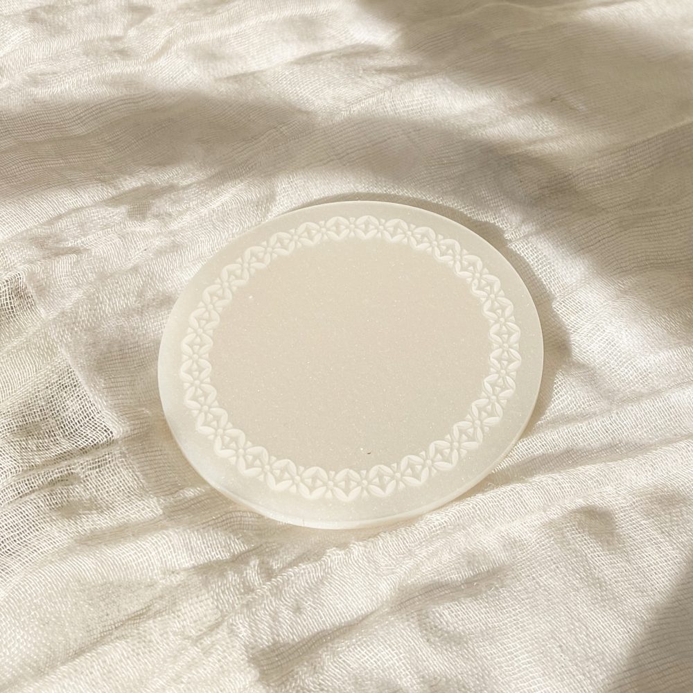 Dessous de verre à thé blanc perlé - motif orient (x2) – Image 2