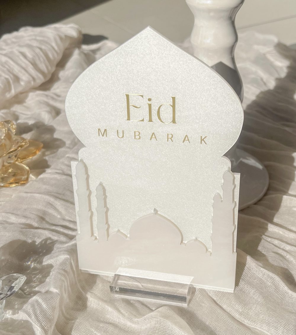 Décoration Eid mubarak blanc perlé – Image 4