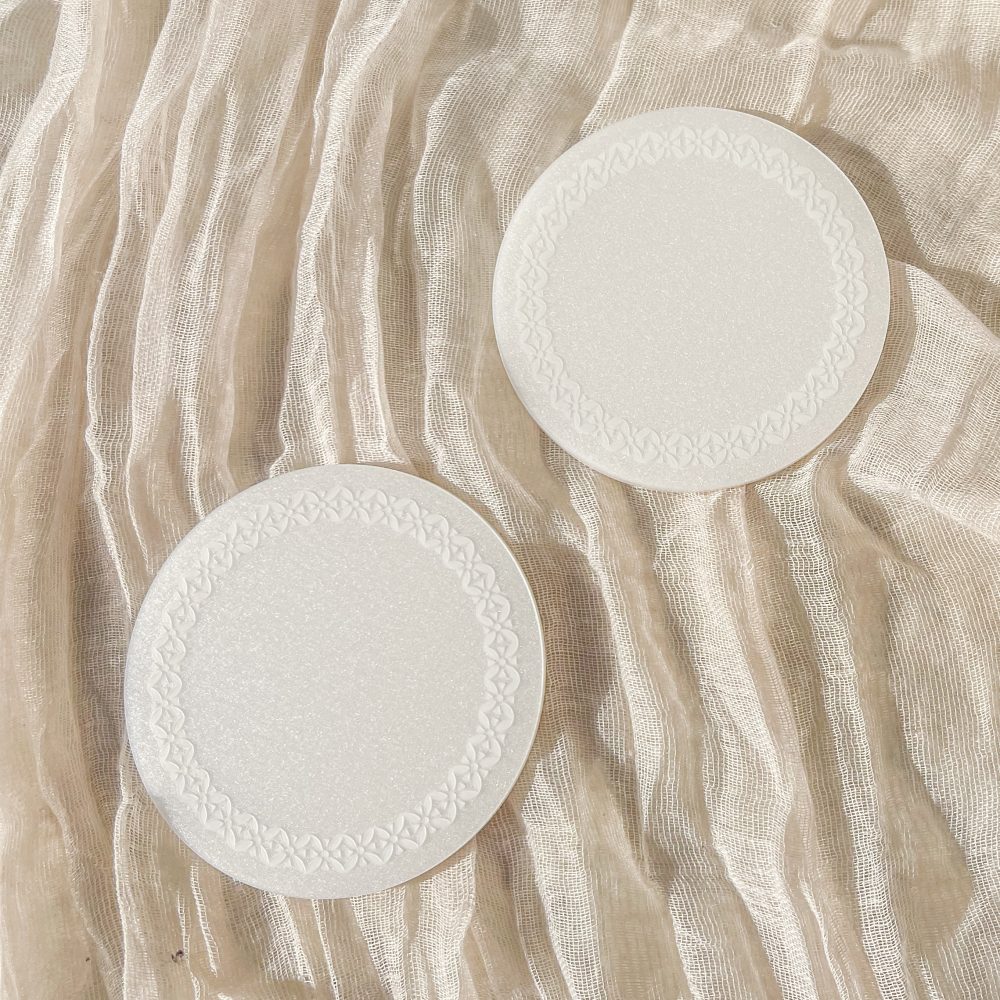 Dessous de verre à thé blanc perlé - motif orient (x2)