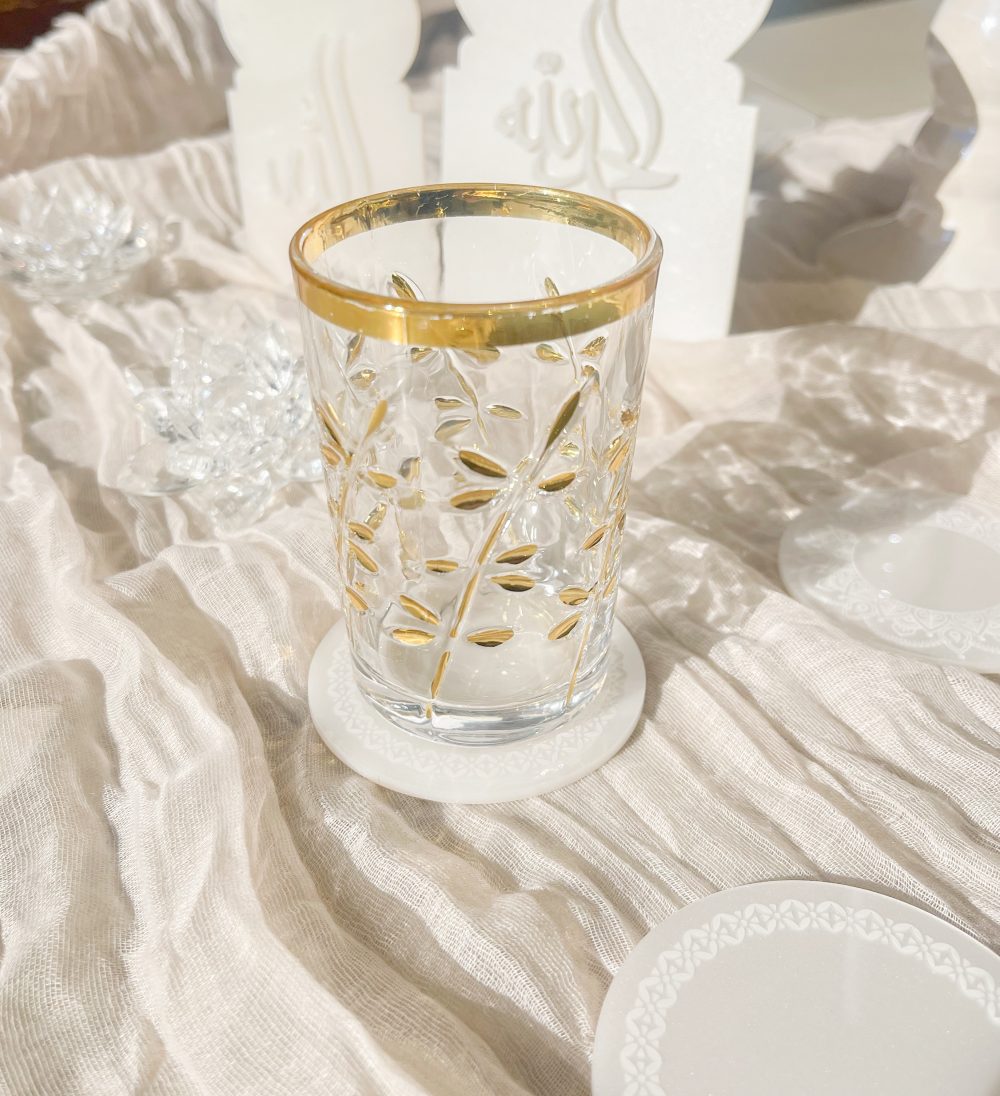 Dessous de verre à thé blanc perlé - motif orient (x2) – Image 4
