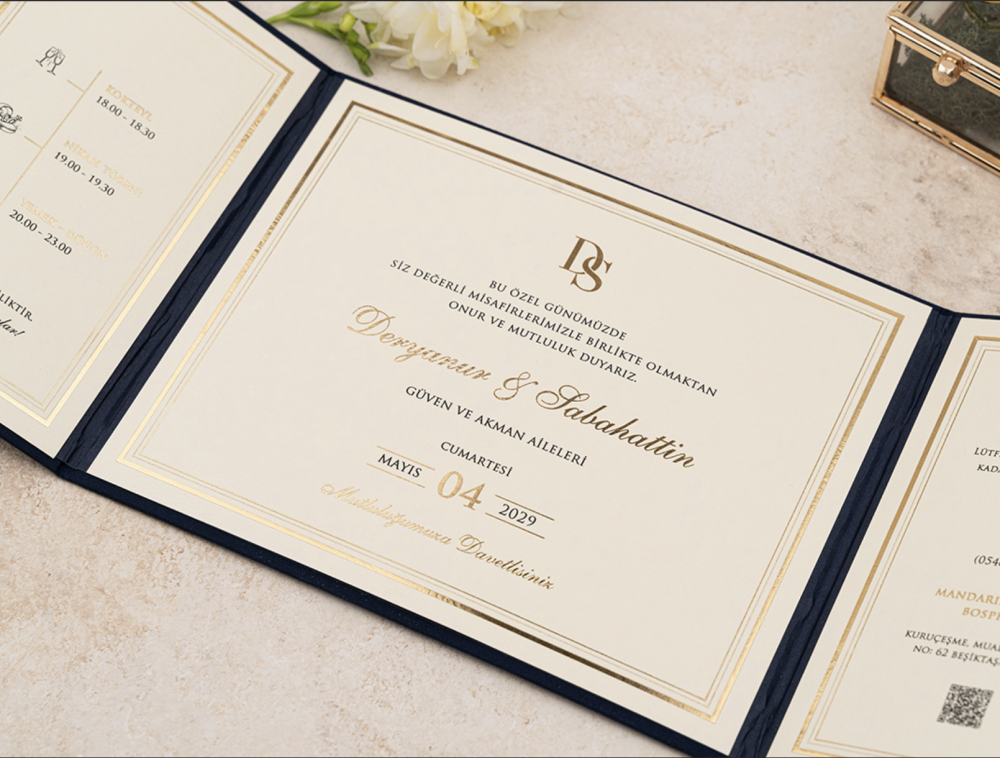 Invitation Royal - Bleu et or – Image 3