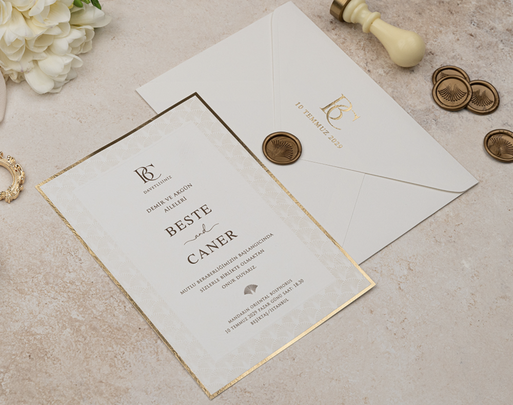 Invitation Apolline - Blanc et or
