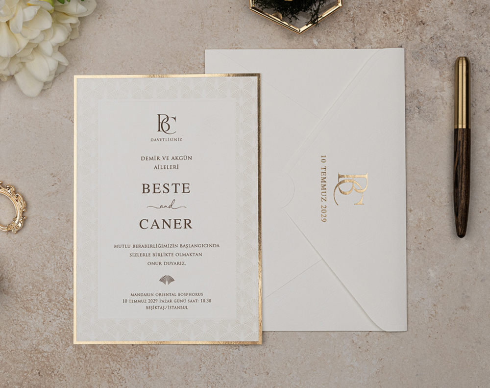 Invitation Apolline - Blanc et or – Image 4