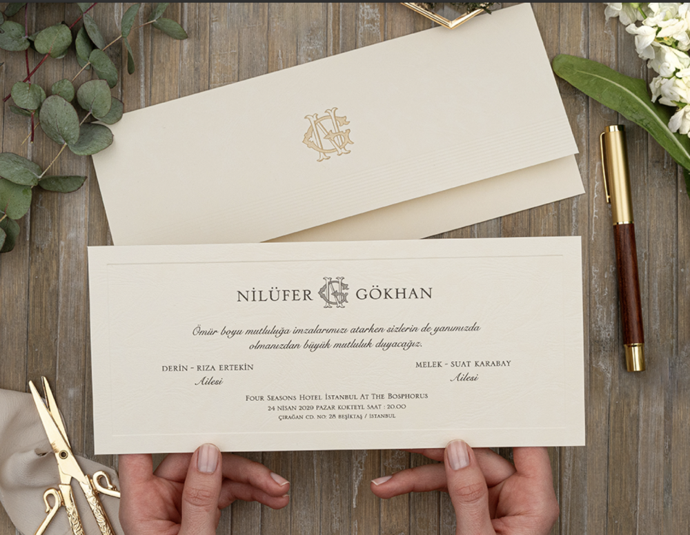 Invitation Neptune - Ivoire et or