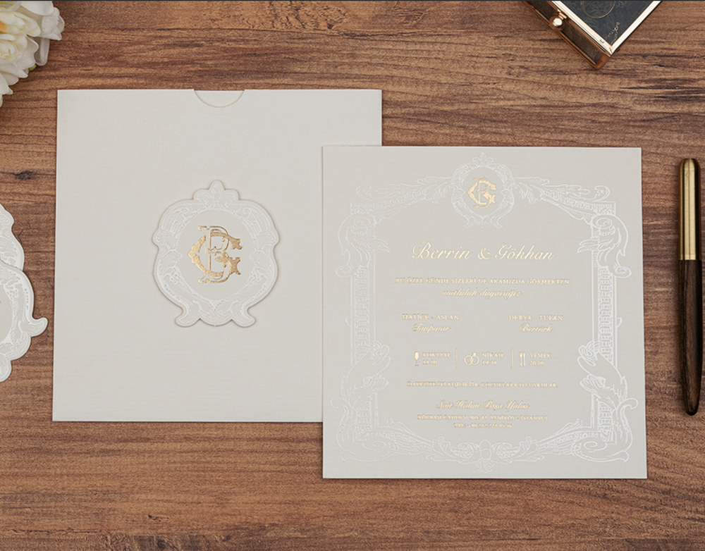 Invitation Aurore - Blanc et or
