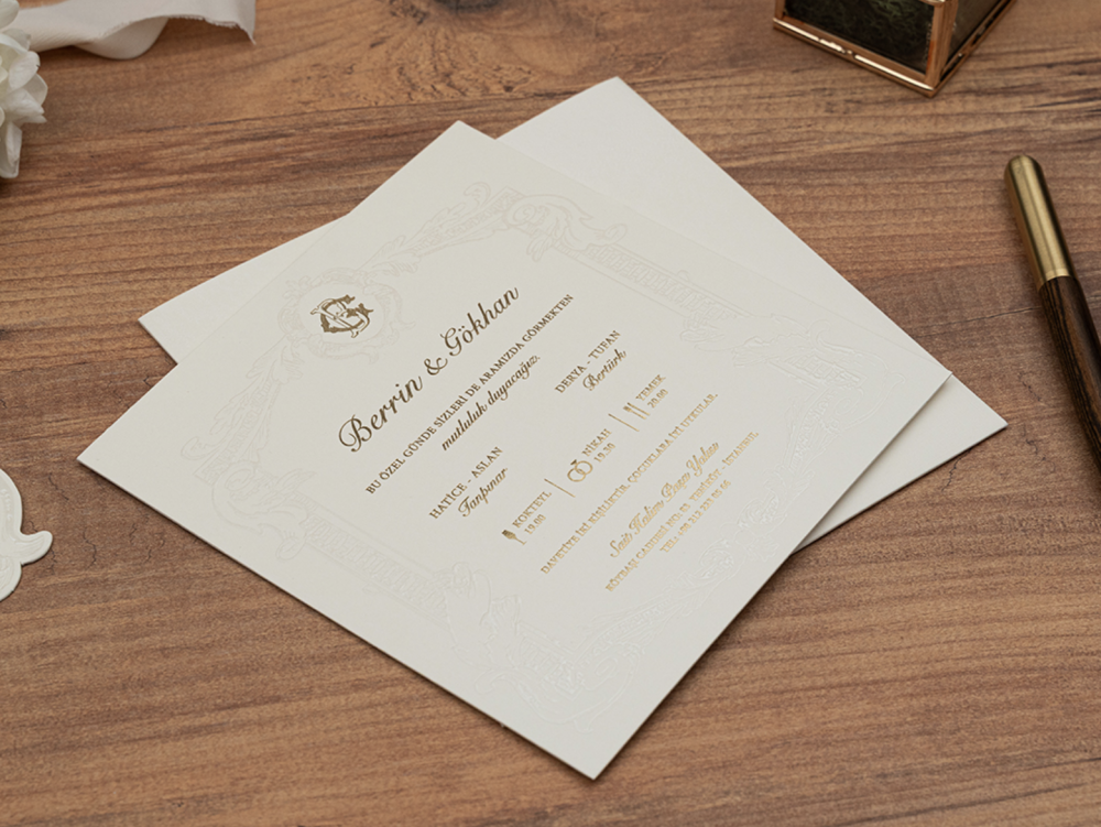 Invitation Aurore - Blanc et or – Image 5