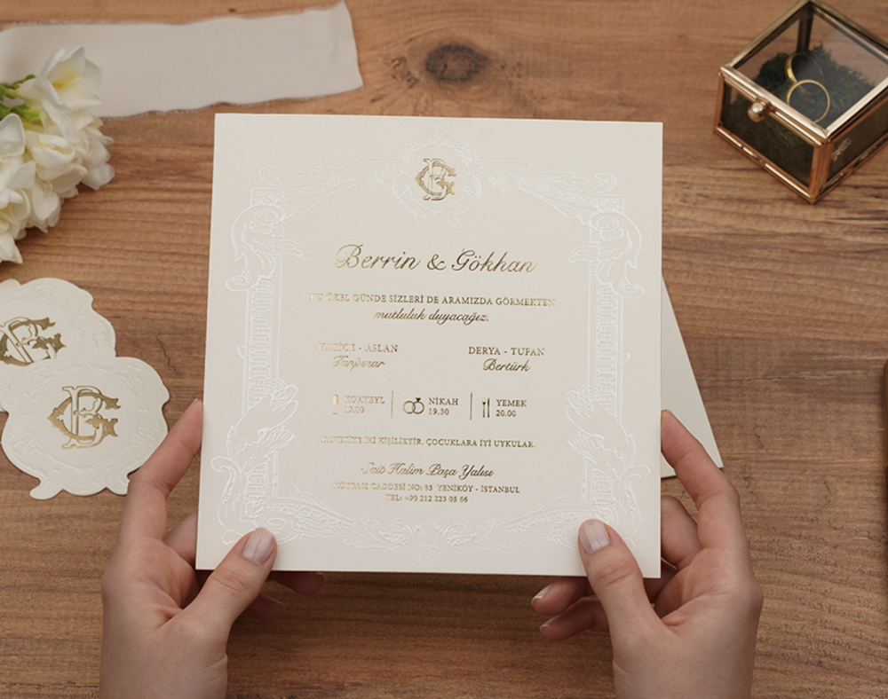 Invitation Aurore - Blanc et or – Image 2