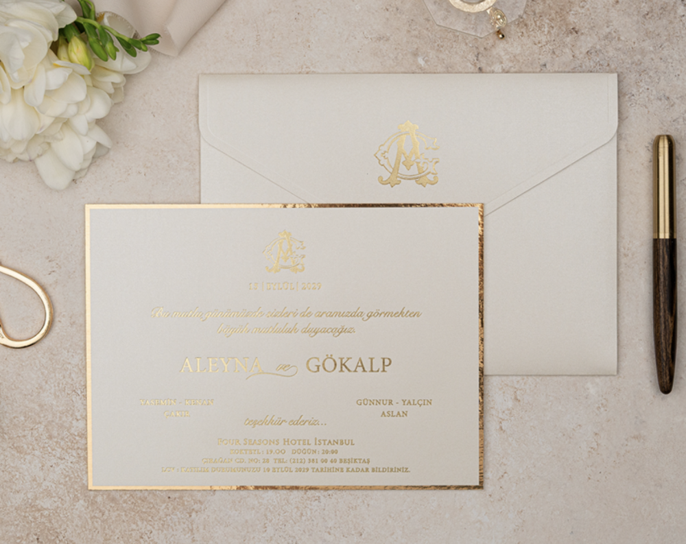 Invitation Aleyna - Ivoire et Or – Image 3