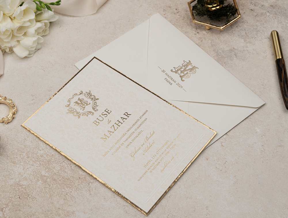 Invitation Jacquaria- blanc et or