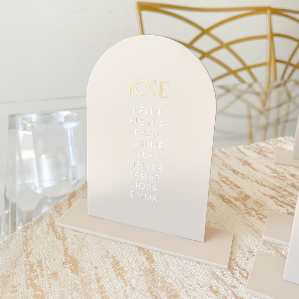 Pancarte Plan de table Arche en plexiglass